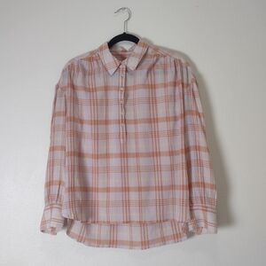 Faherty Aroma Plaid Gauzy Cotton Long Sleeve Ollie Popover Button Front Shirt